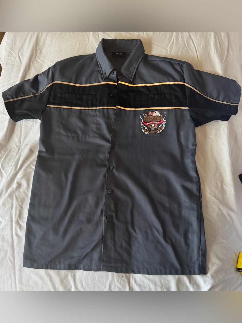 Men's large  Short-Sleeve Deadwood South Dakota  with Embroidered Crest shirt.